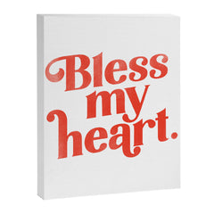 "Bless My Heart" Funny & Cute Red Typography Design Canvas Print