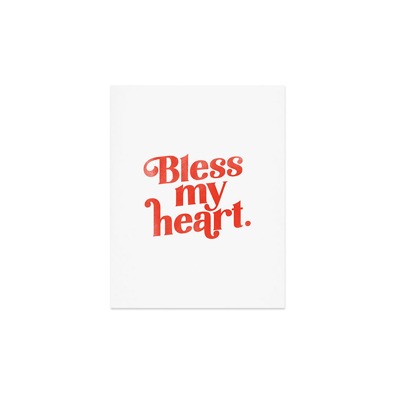 "Bless My Heart" Funny & Cute Red Typography Design Art Print