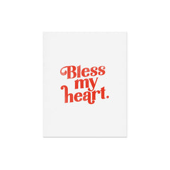 "Bless My Heart" Funny & Cute Red Typography Design Art Print