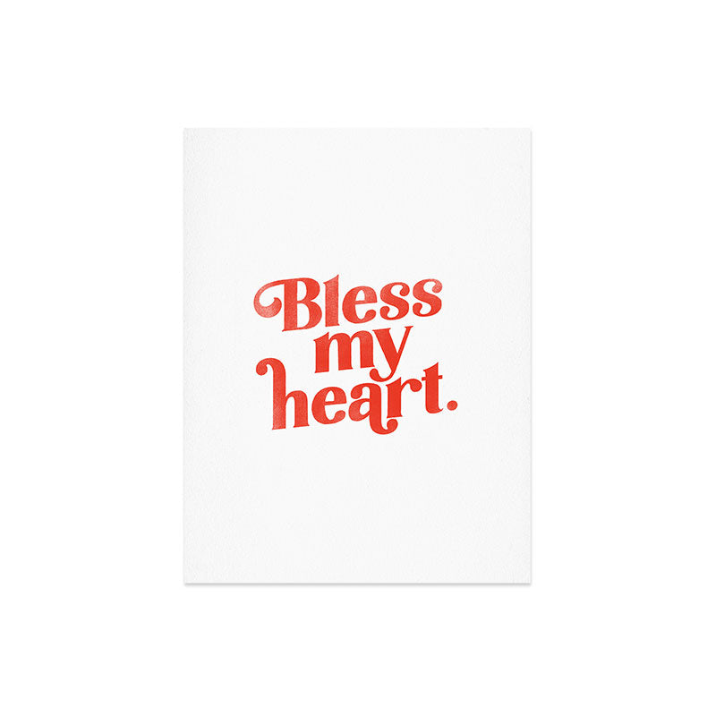 "Bless My Heart" Funny & Cute Red Typography Design Art Print