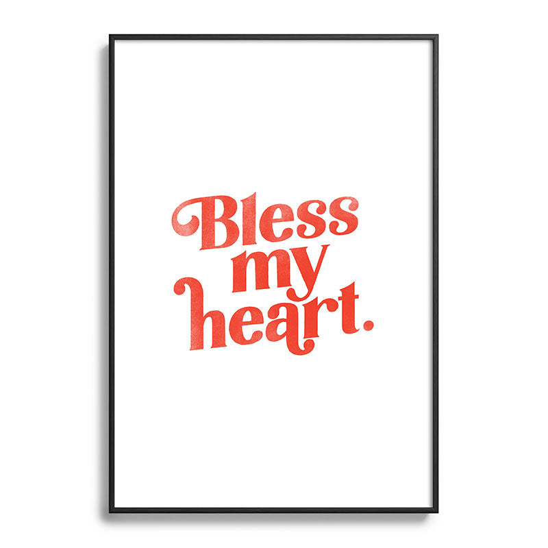 "Bless My Heart" Funny & Cute Red Typography Design Framed Art Print