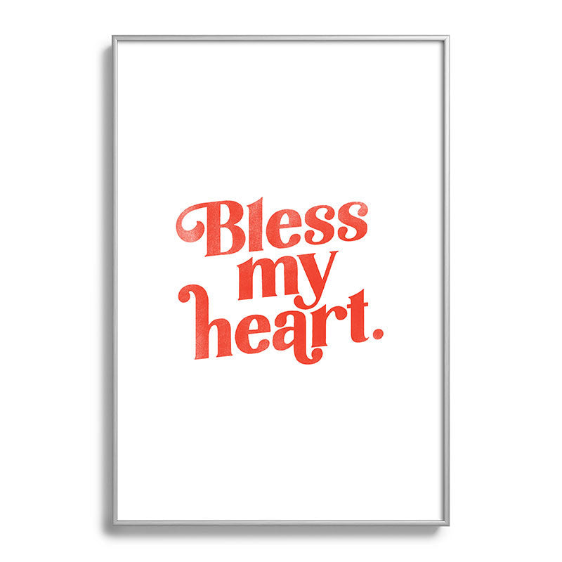 "Bless My Heart" Funny & Cute Red Typography Design Framed Art Print