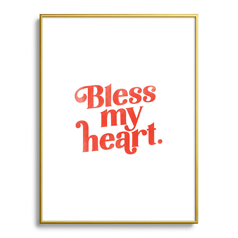 "Bless My Heart" Funny & Cute Red Typography Design Framed Art Print