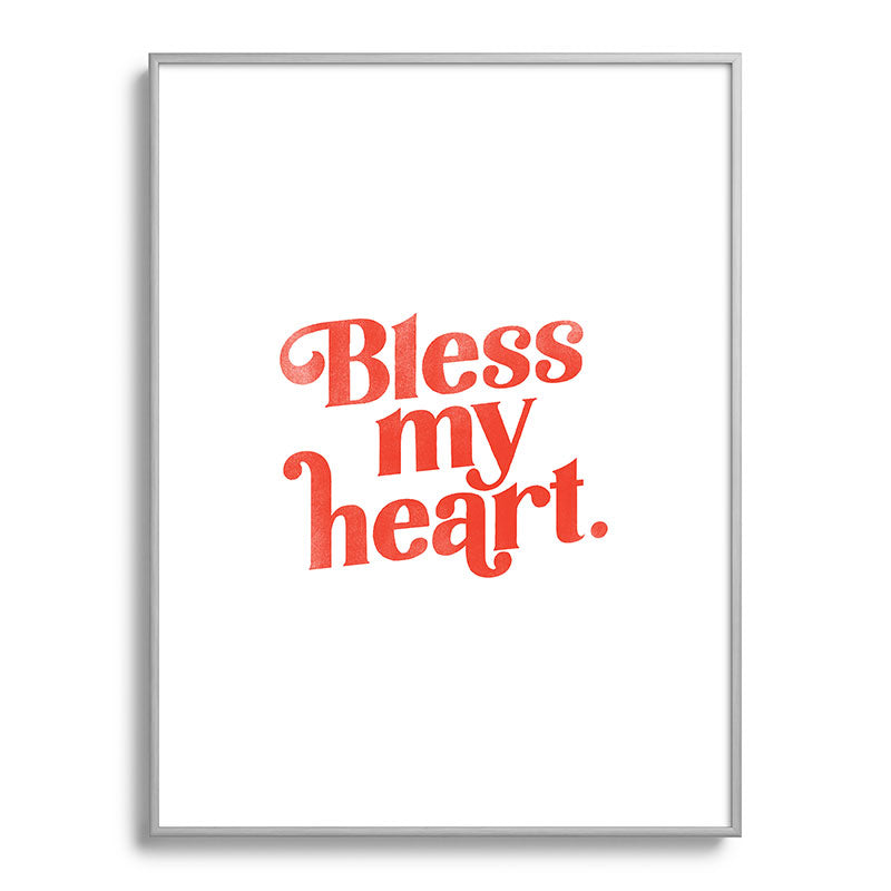 "Bless My Heart" Funny & Cute Red Typography Design Framed Art Print