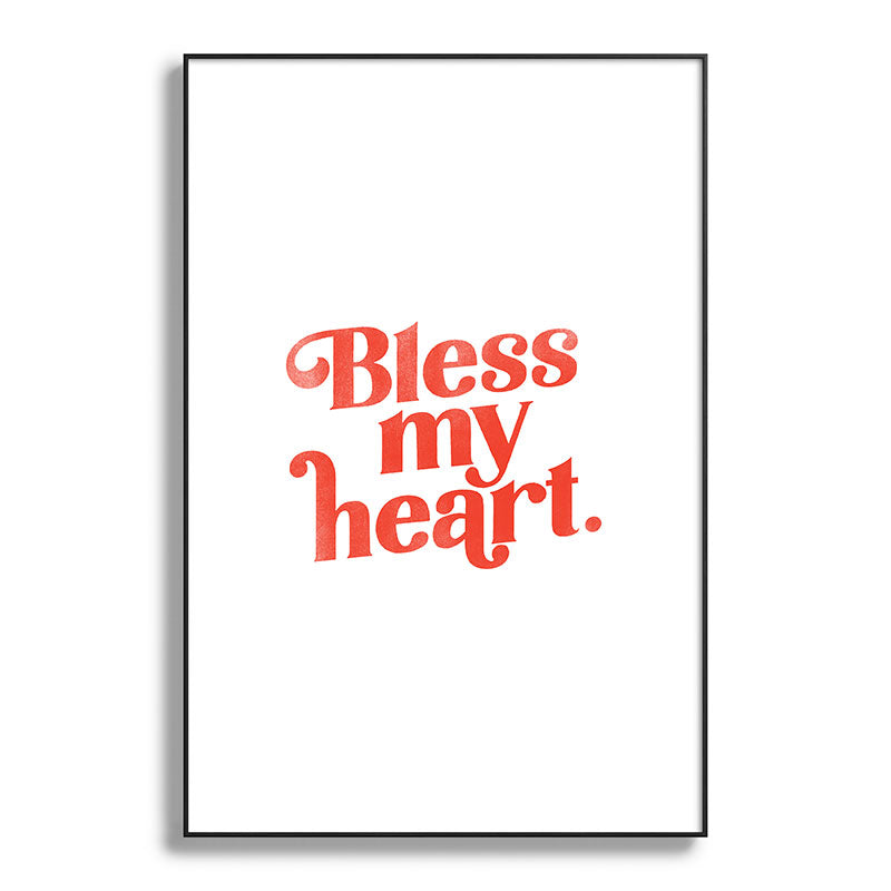 "Bless My Heart" Funny & Cute Red Typography Design Framed Art Print