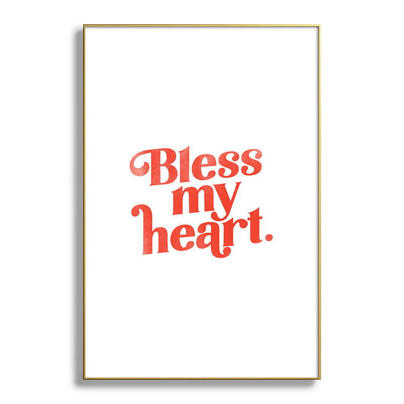 "Bless My Heart" Funny & Cute Red Typography Design Framed Art Print