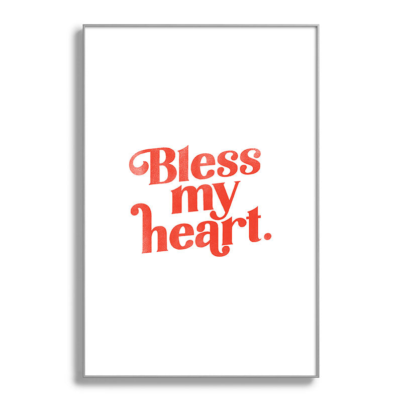 "Bless My Heart" Funny & Cute Red Typography Design Framed Art Print
