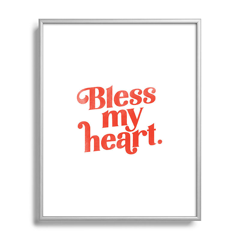 "Bless My Heart" Funny & Cute Red Typography Design Framed Art Print