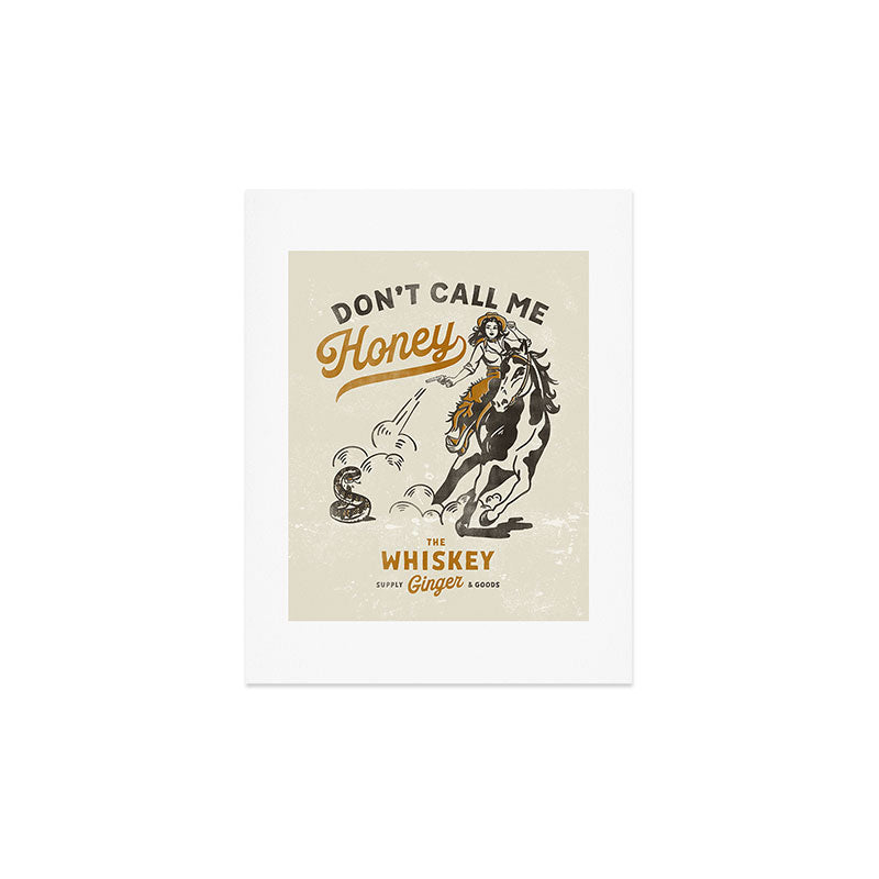 "Don't Call Me Honey" Retro Pinup Cowgirl On Horseback Shooting A Snake V.2 Art Print