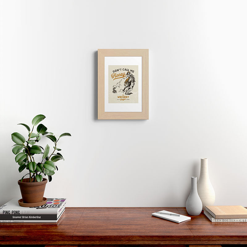 "Don't Call Me Honey" Retro Pinup Cowgirl On Horseback Shooting A Snake V.2 Framed Art Print