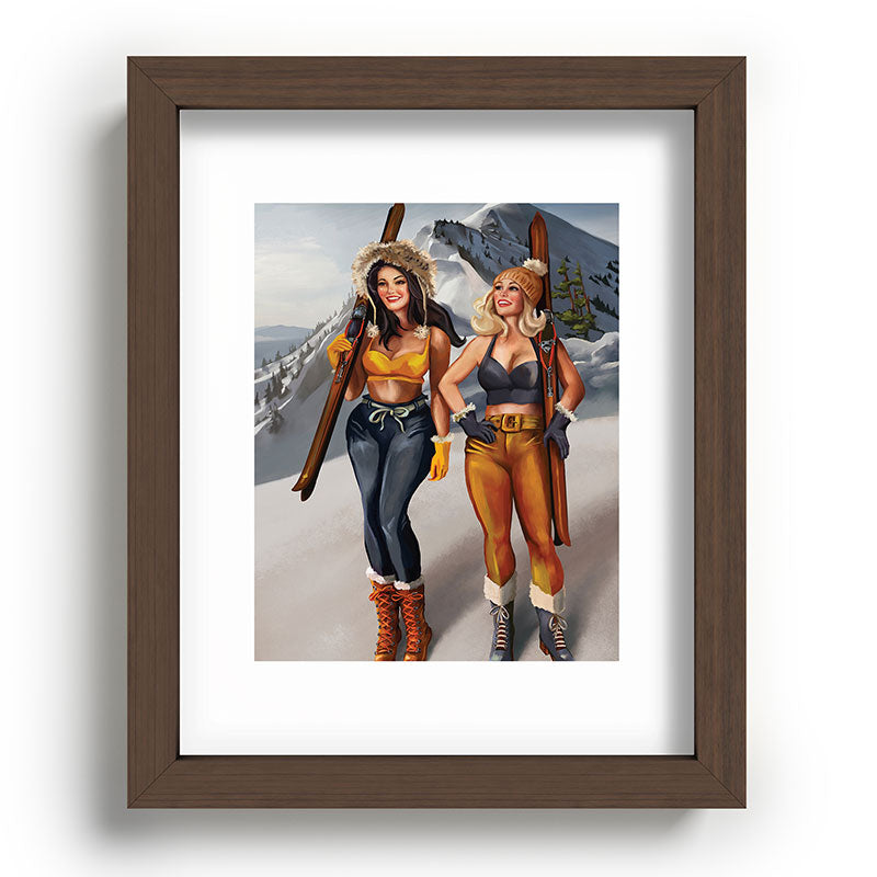 "Ski Bunnies" Cool Retro Winter Pinup Girl Art Framed Art Print