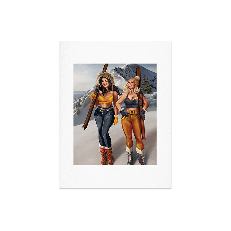 "Ski Bunnies" Cool Retro Winter Pinup Girl Art Art Print