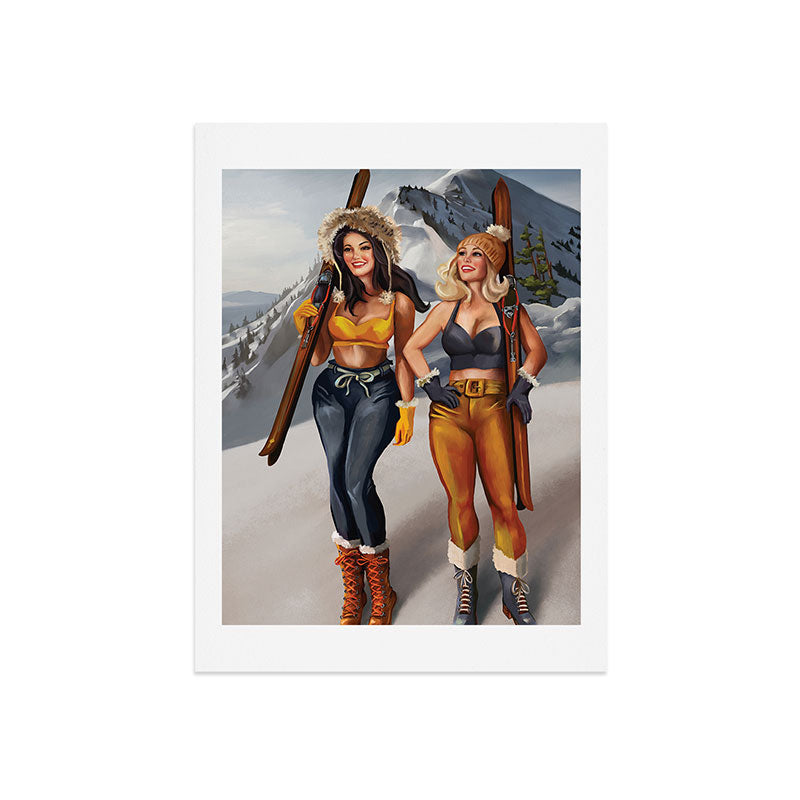 "Ski Bunnies" Cool Retro Winter Pinup Girl Art Art Print