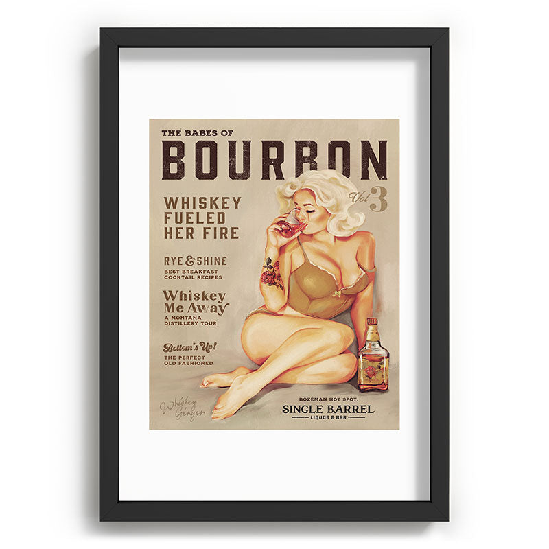 "The Babes Of Bourbon" Cute Vintage Blonde Pinup Girl In Lingerie Drinking Whiskey Framed Art Print