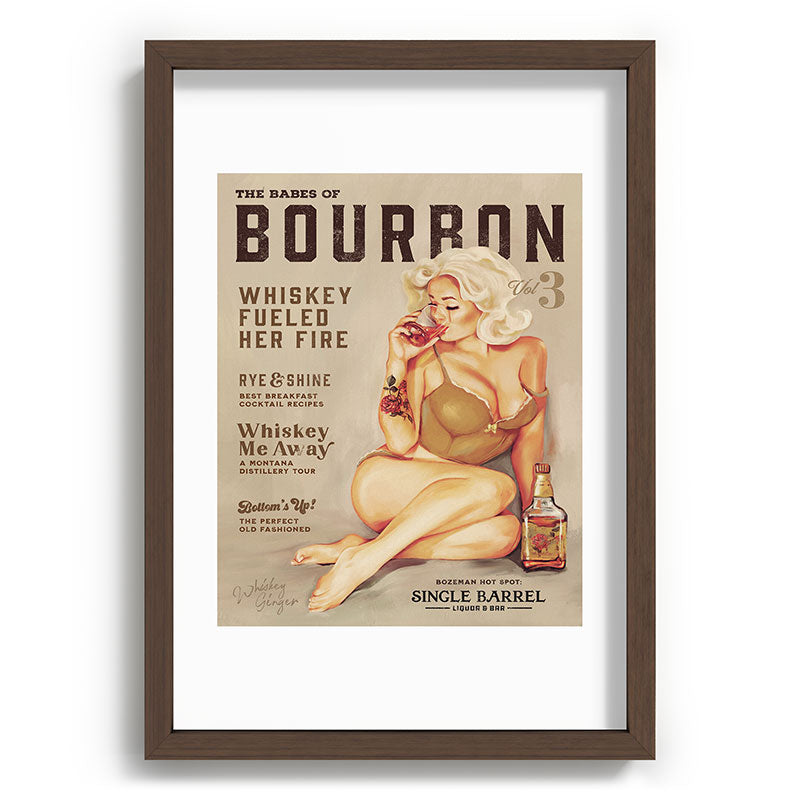 "The Babes Of Bourbon" Cute Vintage Blonde Pinup Girl In Lingerie Drinking Whiskey Framed Art Print