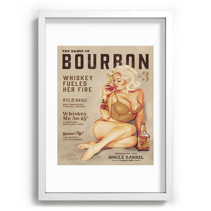 "The Babes Of Bourbon" Cute Vintage Blonde Pinup Girl In Lingerie Drinking Whiskey Framed Art Print