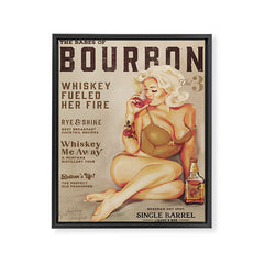 "The Babes Of Bourbon" Cute Vintage Blonde Pinup Girl In Lingerie Drinking Whiskey Framed Canvas Print