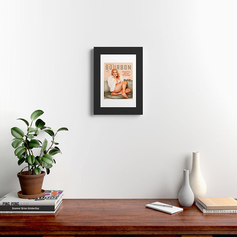 "The Babes Of Bourbon: Don't Cry, Drink Whiskey" Sexy Blonde Pinup Girl Vintage Art Framed Art Print
