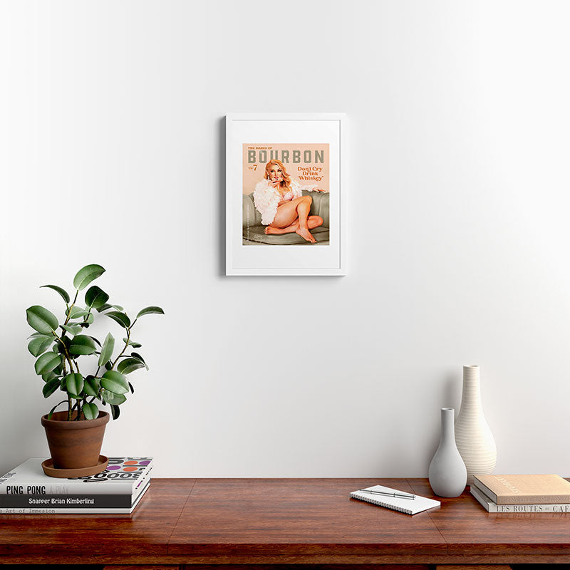 "The Babes Of Bourbon: Don't Cry, Drink Whiskey" Sexy Blonde Pinup Girl Vintage Art Framed Art Print