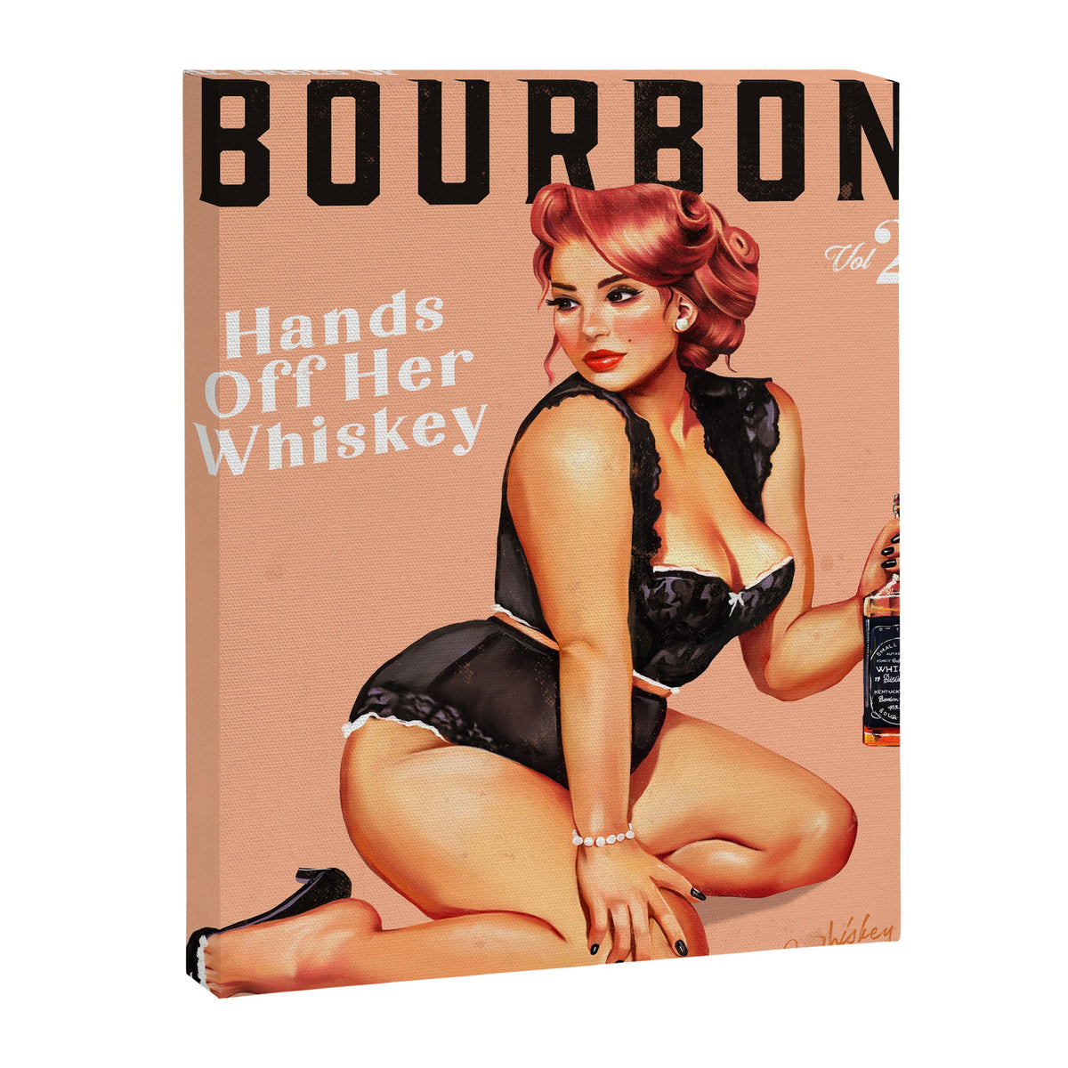 "The Babes Of Bourbon: Hands Off Her Whiskey" Vintage Curvy Pinup Girl Canvas Print