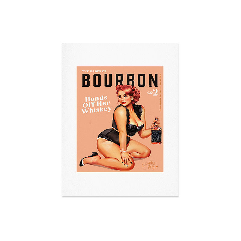 "The Babes Of Bourbon: Hands Off Her Whiskey" Vintage Curvy Pinup Girl Art Print