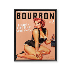 "The Babes Of Bourbon: Hands Off Her Whiskey" Vintage Curvy Pinup Girl Framed Canvas Print