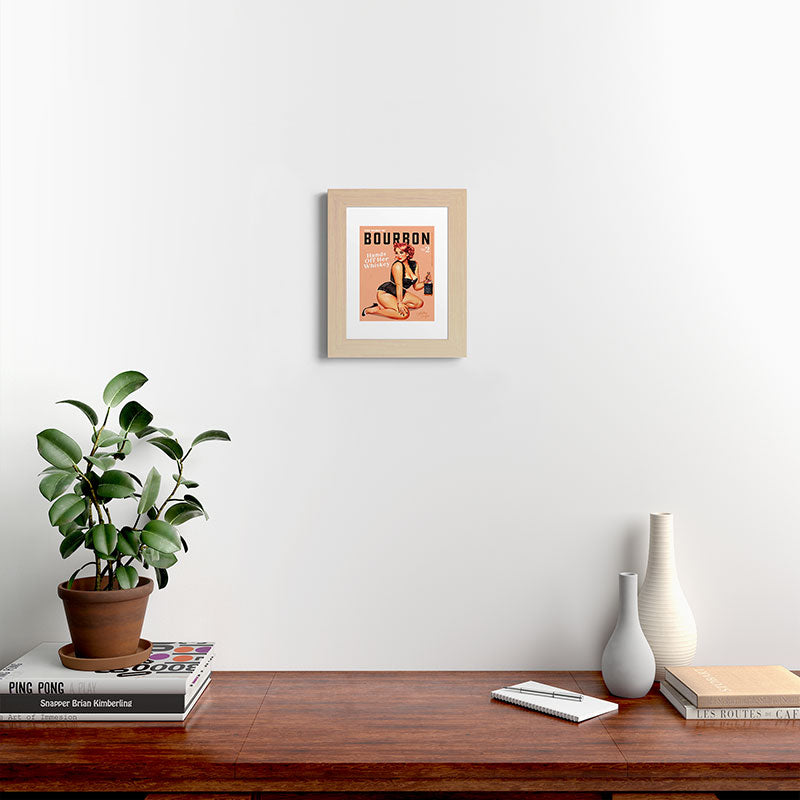 "The Babes Of Bourbon: Hands Off Her Whiskey" Vintage Curvy Pinup Girl Framed Art Print