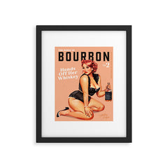 "The Babes Of Bourbon: Hands Off Her Whiskey" Vintage Curvy Pinup Girl Framed Art Print