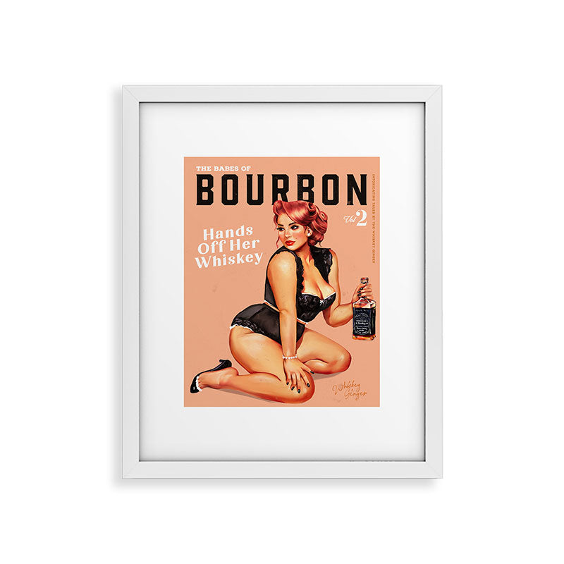"The Babes Of Bourbon: Hands Off Her Whiskey" Vintage Curvy Pinup Girl Framed Art Print
