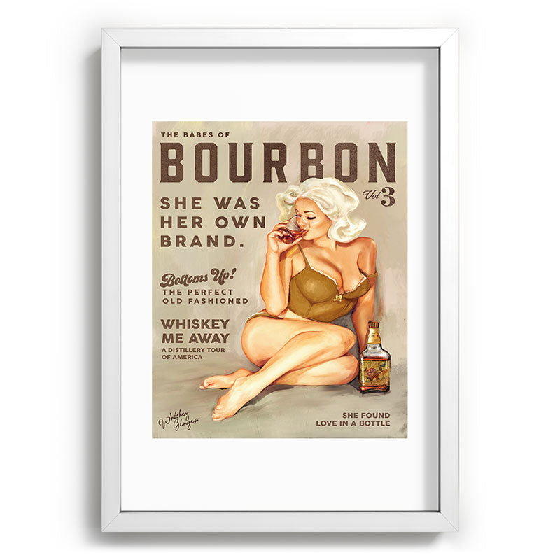 "The Babes Of Bourbon" Pretty Blonde Pin Up Girl Art Framed Art Print