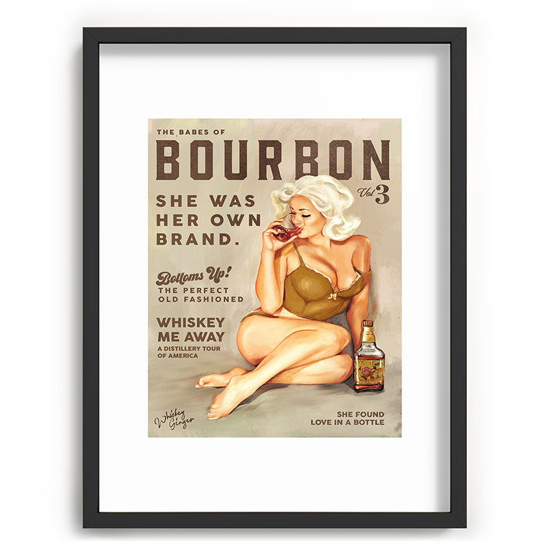 "The Babes Of Bourbon" Pretty Blonde Pin Up Girl Art Framed Art Print