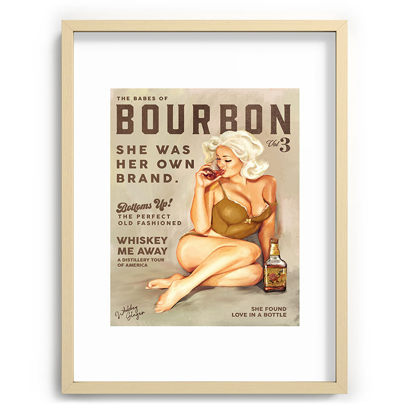 "The Babes Of Bourbon" Pretty Blonde Pin Up Girl Art Framed Art Print