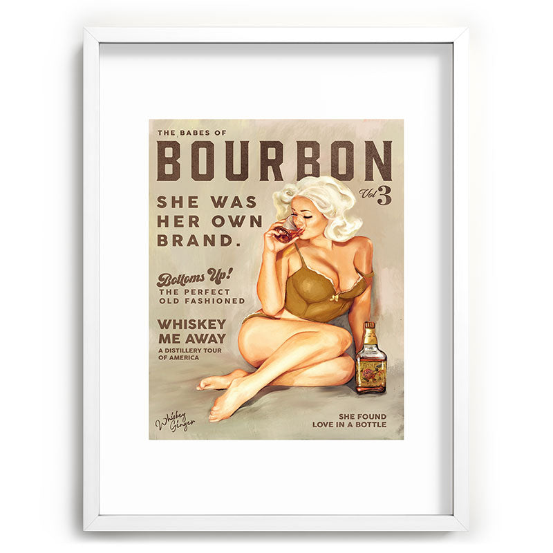 "The Babes Of Bourbon" Pretty Blonde Pin Up Girl Art Framed Art Print