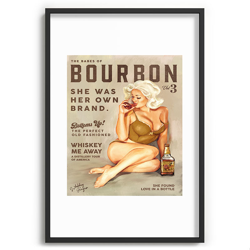 "The Babes Of Bourbon" Pretty Blonde Pin Up Girl Art Framed Art Print