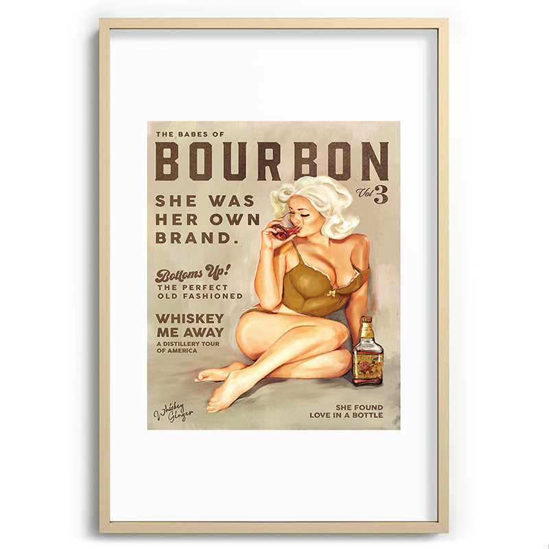 "The Babes Of Bourbon" Pretty Blonde Pin Up Girl Art Framed Art Print