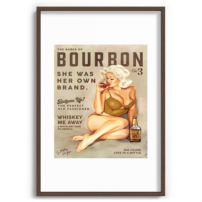 "The Babes Of Bourbon" Pretty Blonde Pin Up Girl Art Framed Art Print