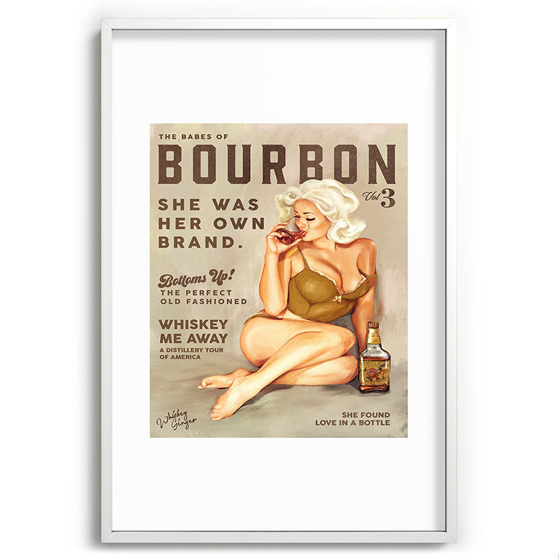 "The Babes Of Bourbon" Pretty Blonde Pin Up Girl Art Framed Art Print