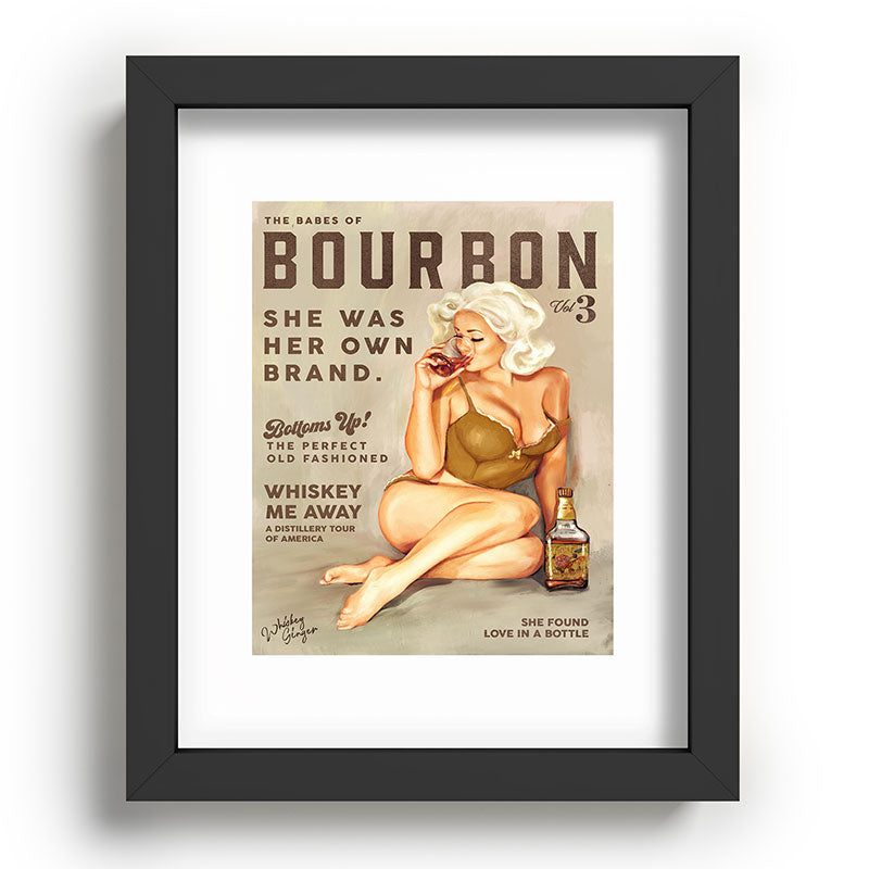 "The Babes Of Bourbon" Pretty Blonde Pin Up Girl Art Framed Art Print