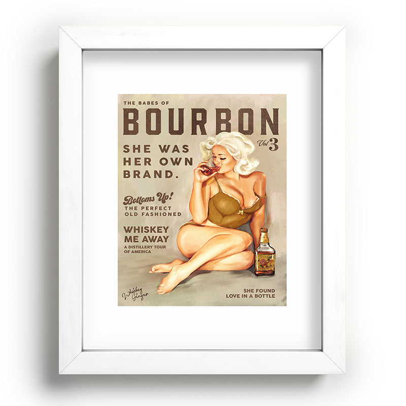 "The Babes Of Bourbon" Pretty Blonde Pin Up Girl Art Framed Art Print