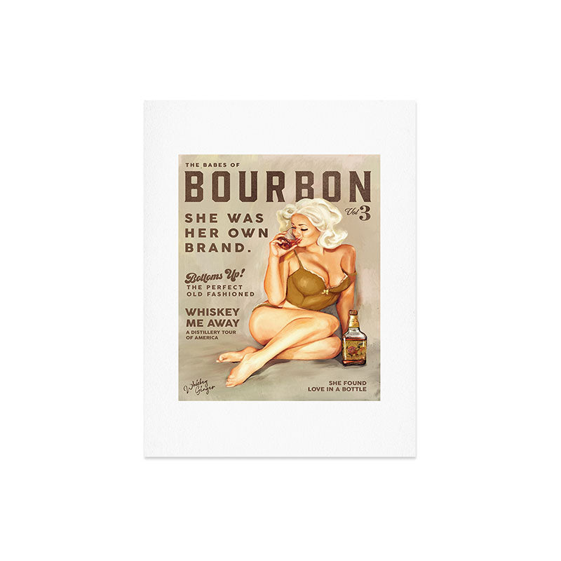 "The Babes Of Bourbon" Pretty Blonde Pin Up Girl Art Art Print