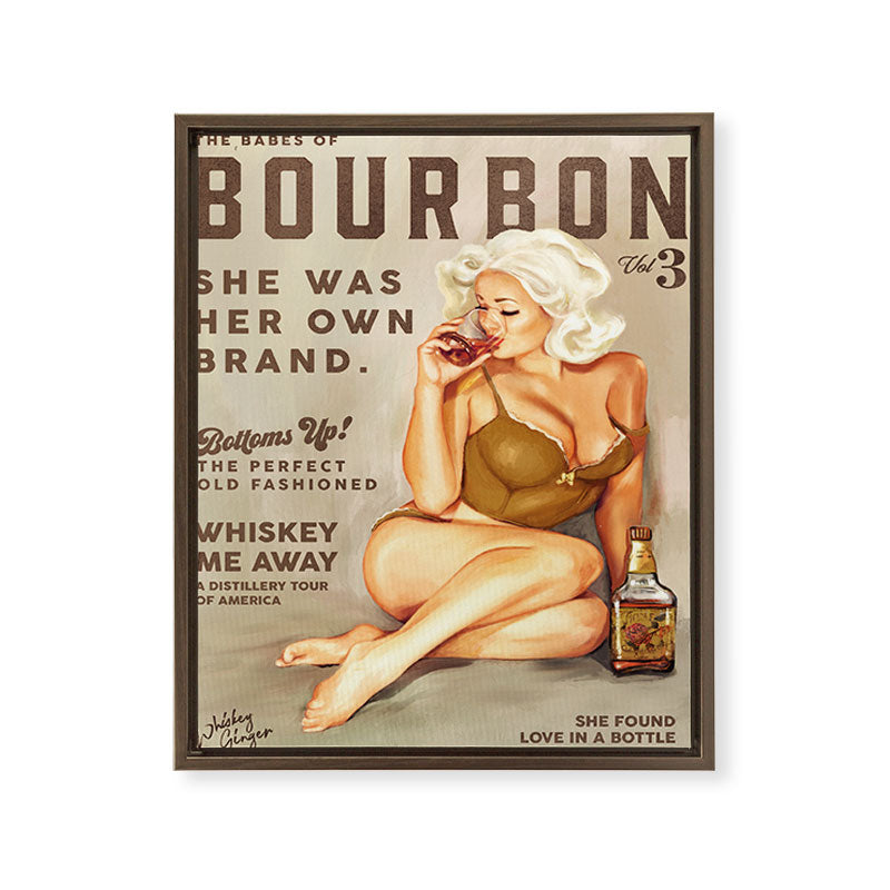 "The Babes Of Bourbon" Pretty Blonde Pin Up Girl Art Framed Canvas Print