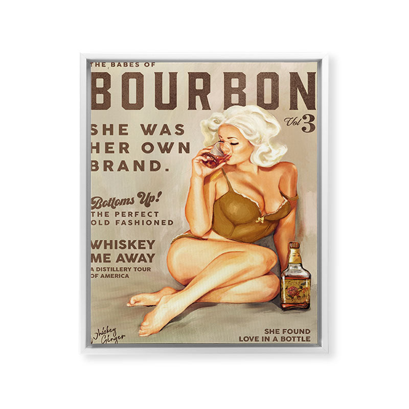 "The Babes Of Bourbon" Pretty Blonde Pin Up Girl Art Framed Canvas Print