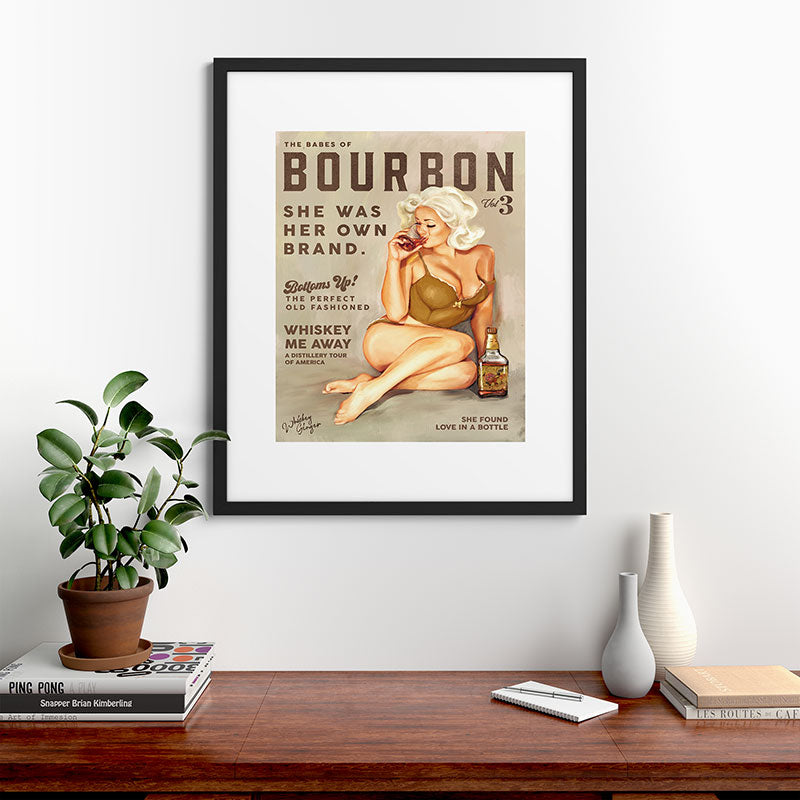 "The Babes Of Bourbon" Pretty Blonde Pin Up Girl Art Framed Art Print