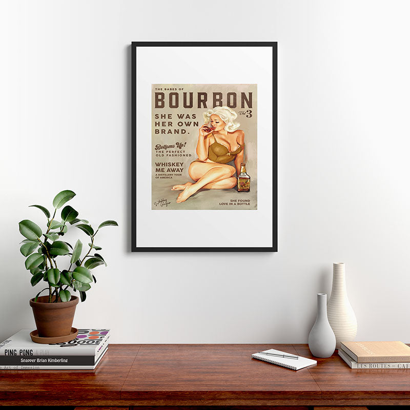 "The Babes Of Bourbon" Pretty Blonde Pin Up Girl Art Framed Art Print