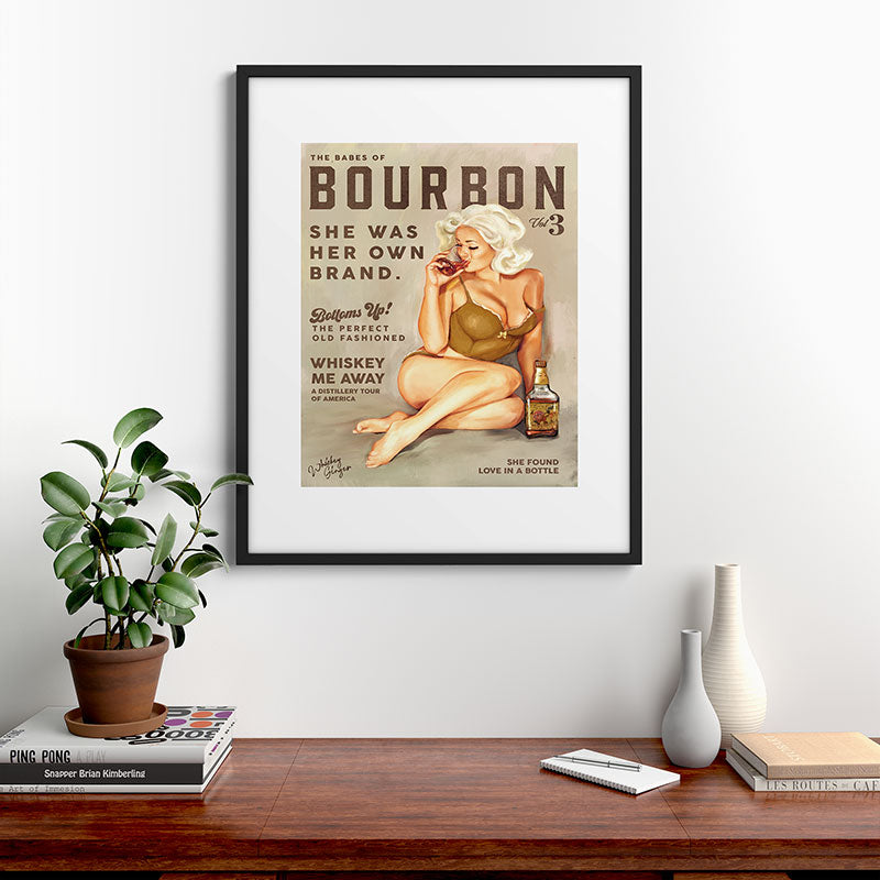 "The Babes Of Bourbon" Pretty Blonde Pin Up Girl Art Framed Art Print