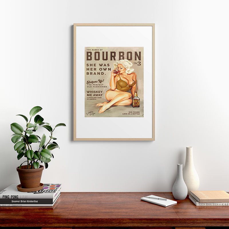 "The Babes Of Bourbon" Pretty Blonde Pin Up Girl Art Framed Art Print