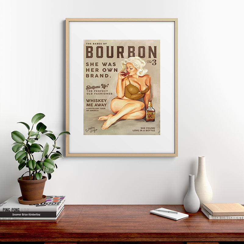 "The Babes Of Bourbon" Pretty Blonde Pin Up Girl Art Framed Art Print