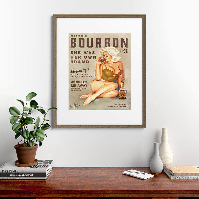 "The Babes Of Bourbon" Pretty Blonde Pin Up Girl Art Framed Art Print