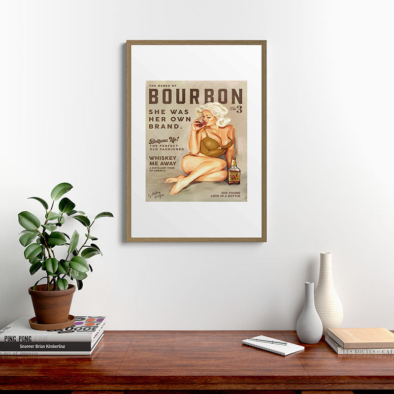 "The Babes Of Bourbon" Pretty Blonde Pin Up Girl Art Framed Art Print