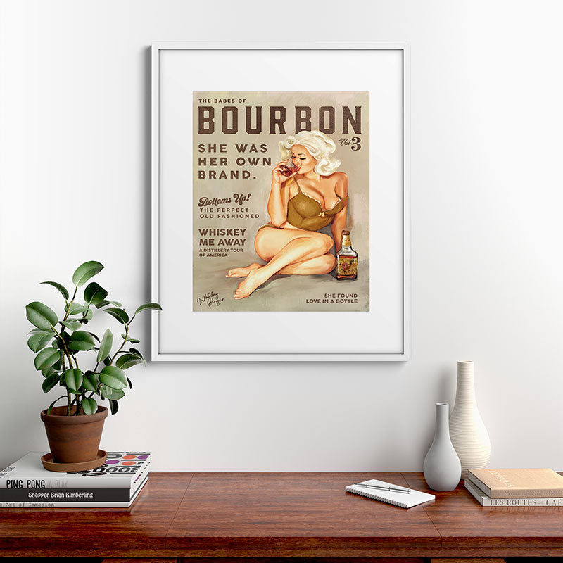 "The Babes Of Bourbon" Pretty Blonde Pin Up Girl Art Framed Art Print